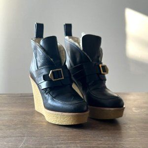 Chloe Ankle Shearling Leather Wedge Boots